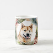 Mug Akita Christmas Wreath Festive Pup (Centre)