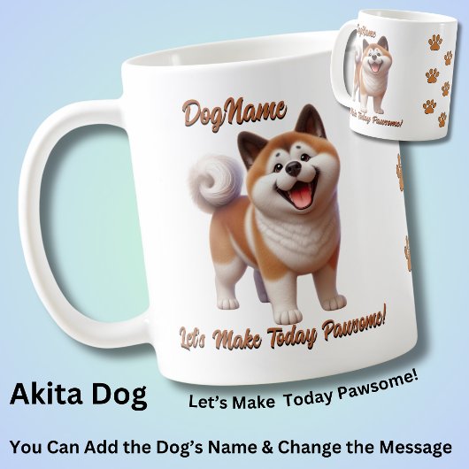 Mug Akita Dog - Ajouter un nom, modifier le texte