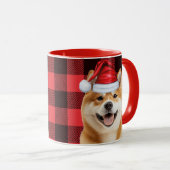 Mug Akita Dog Lover Holiday Buffalo Plaid Christmas (Devant droit)