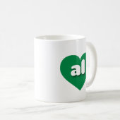 Mug Alabama coeur vert - J'aime tous (Devant droit)