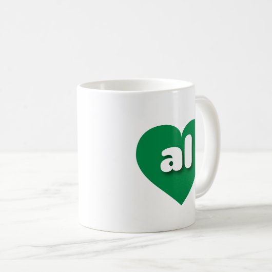 Mug Alabama coeur vert - J'aime tous (Devant droit)