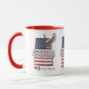 Mug Alabama State États-Unis Carte Retro Vintage USA