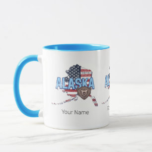 Mug Alaska State États-Unis Carte Vintage USA