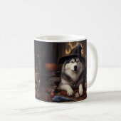 Mug Alaskan Malamute Citrouilles Halloween effrayant (Devant droit)