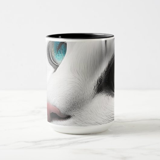 Mug Albino Blanc Chat Visage Joyaux yeux (Centre)