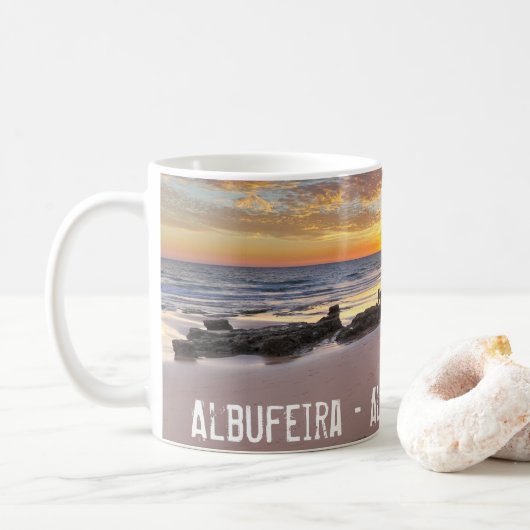 Mug Albufeira - Portugal. Vacances d'été en Algarve (Avec donut)