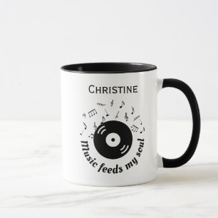 Mug Album Vinyle Music Feeds My Soul Avec Nom