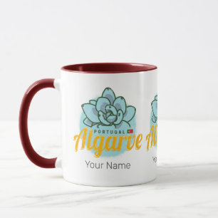 Mug Algarve Portugal Fleur Succulent Souvenir Vintage