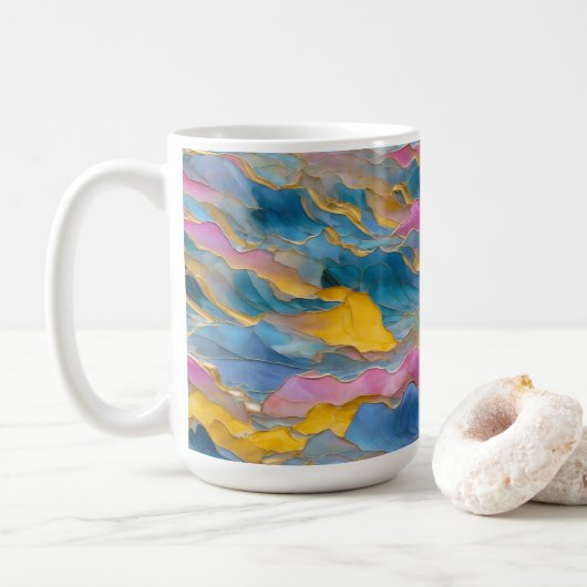 Mug "Algeciras" Vagues de sable rose bleu (Avec donut)