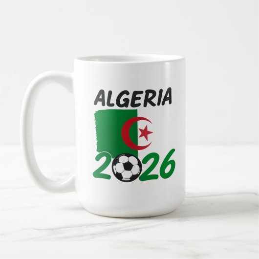 Mug Algeria 2026 Soccer Fan Design with Crescent Star  (Gauche)