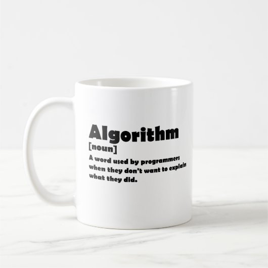 Mug Algorithme Drôle Dictionnaire Programmeur Définiti (Gauche)