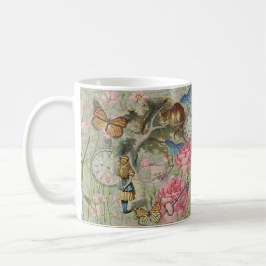 Mug Alice Cheshire Chat Wonderland Tree Garden (Gauche)