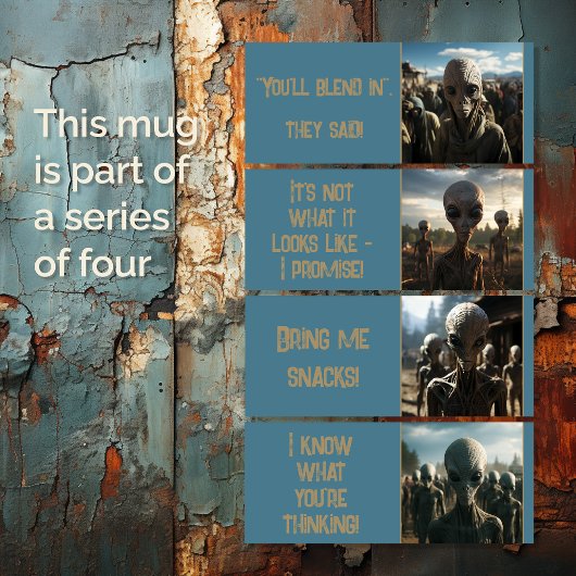 Mug Alien amusant avec texte modifiable 1 sur 4