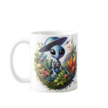 Alien avec vaisseau spatial sur Terre