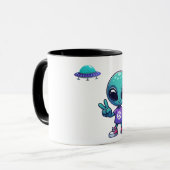 Mug Alien de paix mignon et vaisseau spatial (Devant gauche)