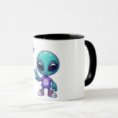 Mug Alien de paix mignon et vaisseau spatial (Devant droit)