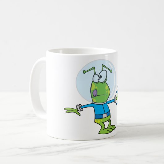 Mug Alien drôle avec Ray Gun Sci-Fi Space Invader (Devant gauche)