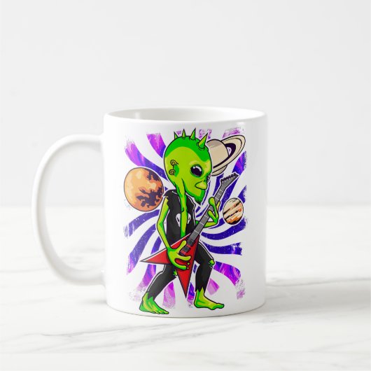 Mug Alien Guitarist Playing Electric Guitar Ufo Rock M (Gauche)