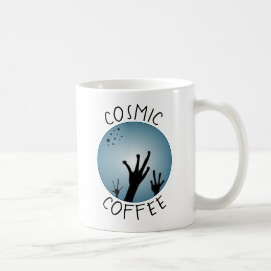 Mug Alien Mains Sci Fi Black Blue ET Art Café cosmique (Droite)
