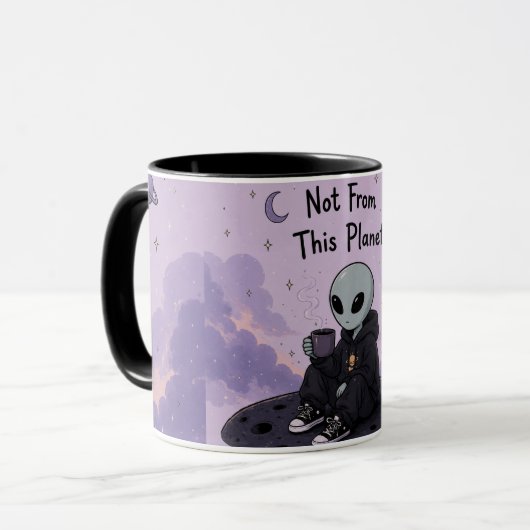 Mug Alien Mignon - Conception de Créature Spatiale (Devant gauche)