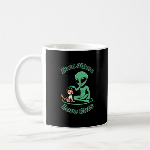 Mug Alien mignon et chat. Humoristique