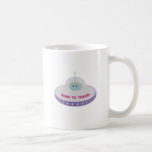 Mug Alien mignon né pour voyager et soucoupe volante