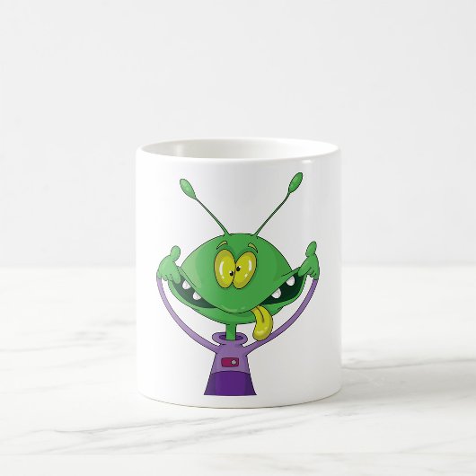 Mug Alien vert drôle faisant une grimace idiote