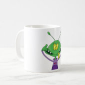Mug Alien vert drôle faisant une grimace idiote (Devant gauche)