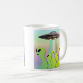 Mug Aliens amicaux jaune et vert (Devant droit)