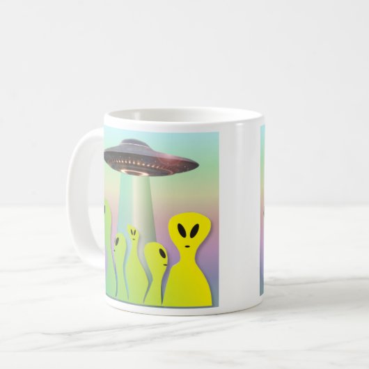 Mug Aliens amicaux jaune et vert (Devant gauche)