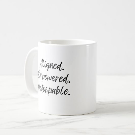 Mug Aligned. Empowered. Unstoppable. (Devant gauche)