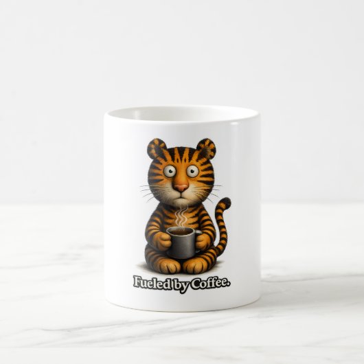 🐯☕ Mug « Alimenté au Café » Tigre 🔥🧡 (Centre)
