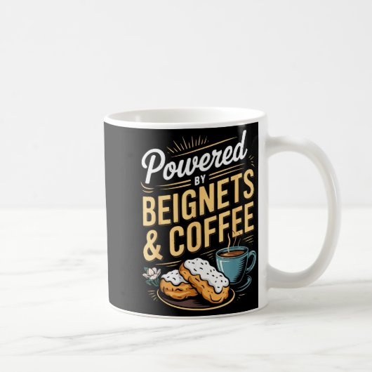 Mug Alimenté par beignets et café drôle de citation de (Droite)