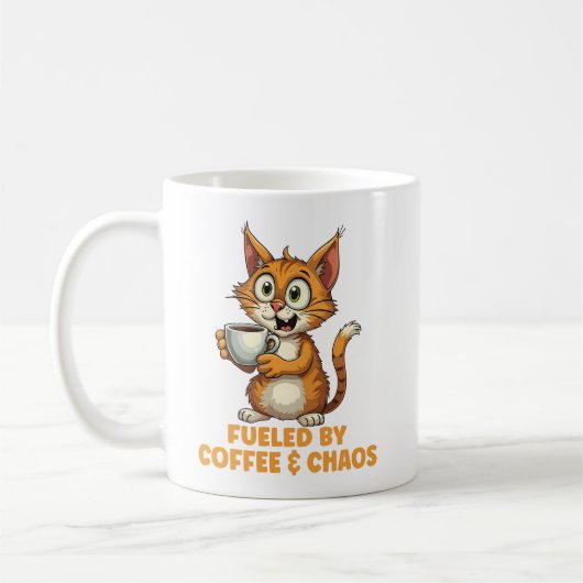 Mug Alimenté Par Café & Chaos, Chat Drôle Avec Café (Gauche)