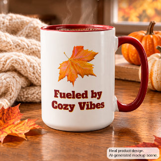 Mug Alimenté par la citation de café d'automne des vib
