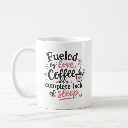 Mug Alimenté par l'amour du café et un manque total de (Gauche)