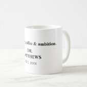 Mug Alimenté par le café et l'ambition. (Devant droit)