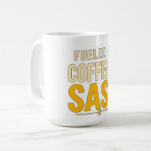 Mug Alimenté par le café et le sass (Devant gauche)