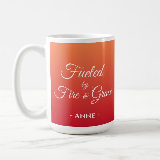 Mug Alimenté par le feu et la grâce Chrétien personnal (Gauche)