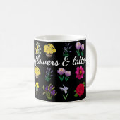 Mug Alimenté par les Fleurs et les Lattes | Motif flor (Devant droit)