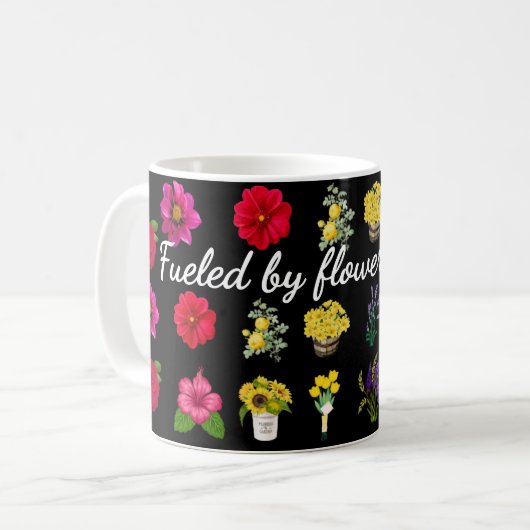Mug Alimenté par les Fleurs et les Lattes | Motif flor (Devant gauche)