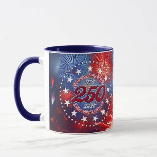 Mug  All Men Are Created Graphic Fireworks Burst (Gauche)