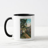 Mug Allée de pierre Vue sur la tour sud et l'horloge d (Gauche)