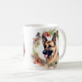 Mug Allemand Berger Noël Wreath Festive Pup (Devant droit)