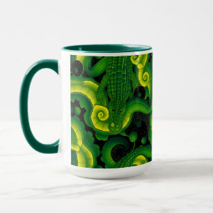 Mug Alligator Crocodile Dragon Nom Vert Jaune