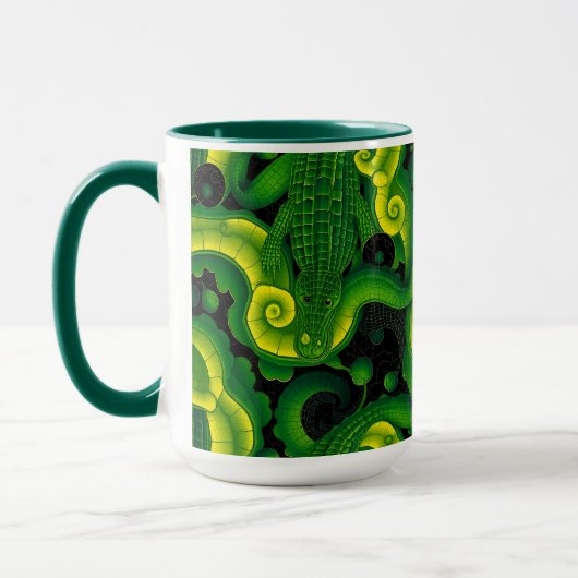 Mug Alligator Crocodile Dragon Nom Vert Jaune (Gauche)