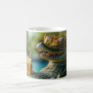 Mug Alligator dégustez un cocktail au bord de la pisci