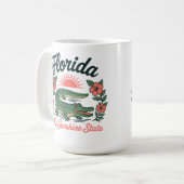 Mug Alligator Floride Rétro Fleurs Tropicales (Devant gauche)