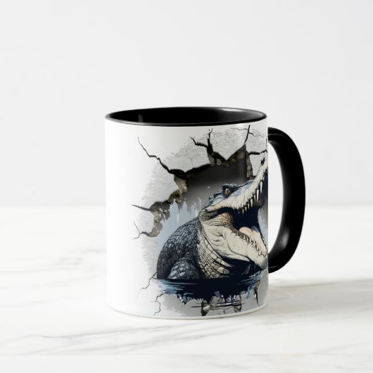 Mug alligator sortant d'un mur (Devant droit)