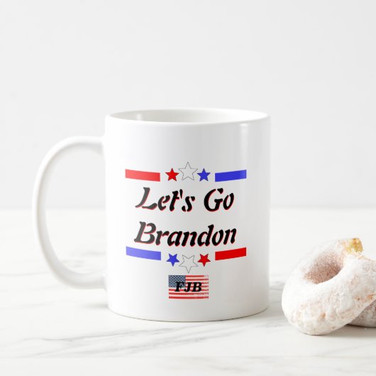 Mug Allons Brandon FJB Rouge Blanc Bleu Étoiles US Dra (Avec donut)